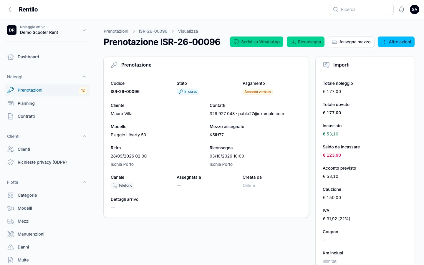 L’acconto arriva prima che il cliente arrivi.